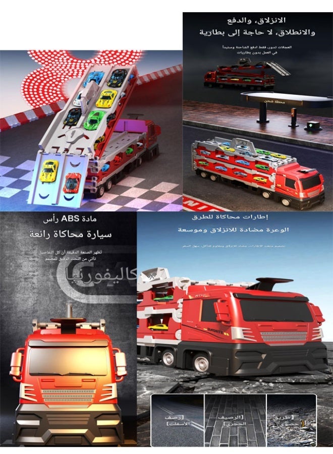 NIBEMINENT Folding Ejection Race Car Track,24 PCS Die-cast Cars,Transport Container Trucks,207CM Long Track ,Play Vehicles For 3+ Years Boys - Image 4